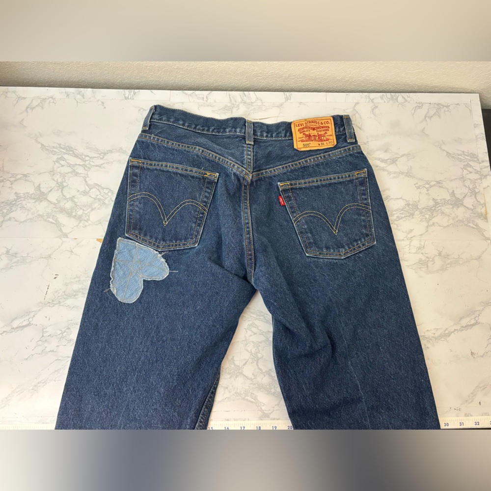Vintage Mens LEVIS 505 Straight Leg Jeans 31x30 Red Tab Regular Fit Patches - Picture 4 of 7